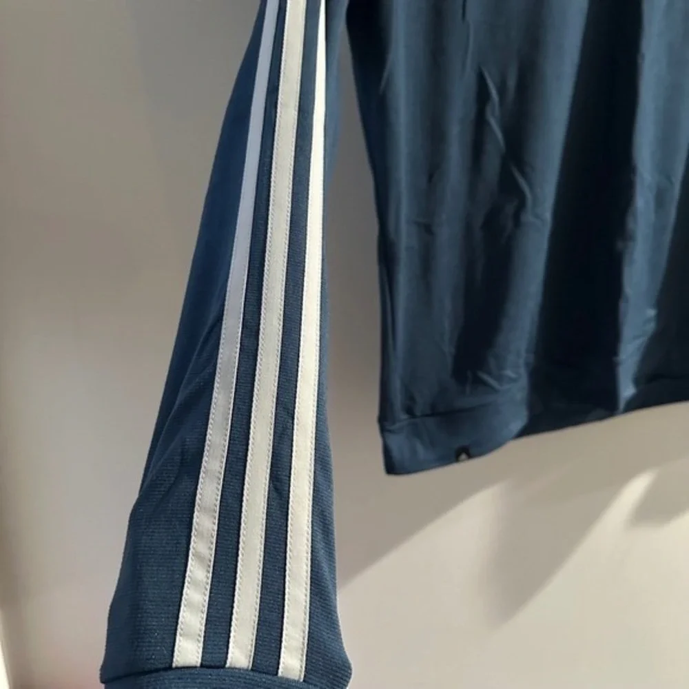 Adidas Golf Men's Blue 3 Stripe Quarter Zip Long Sleeve Pullover Shirt Medium‎